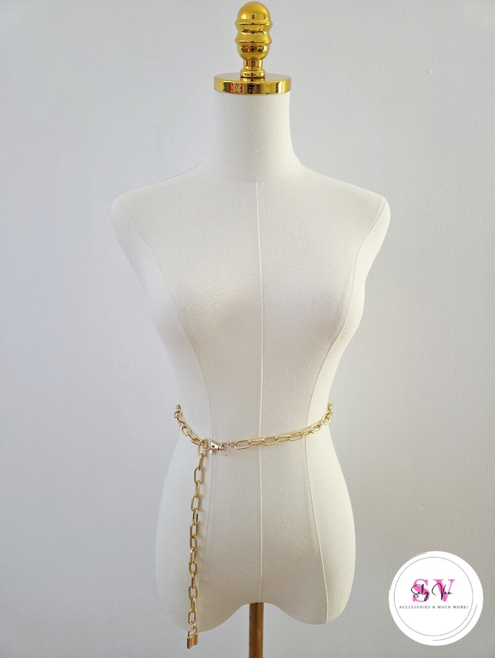 Gold Chain Belt With Lock Decor